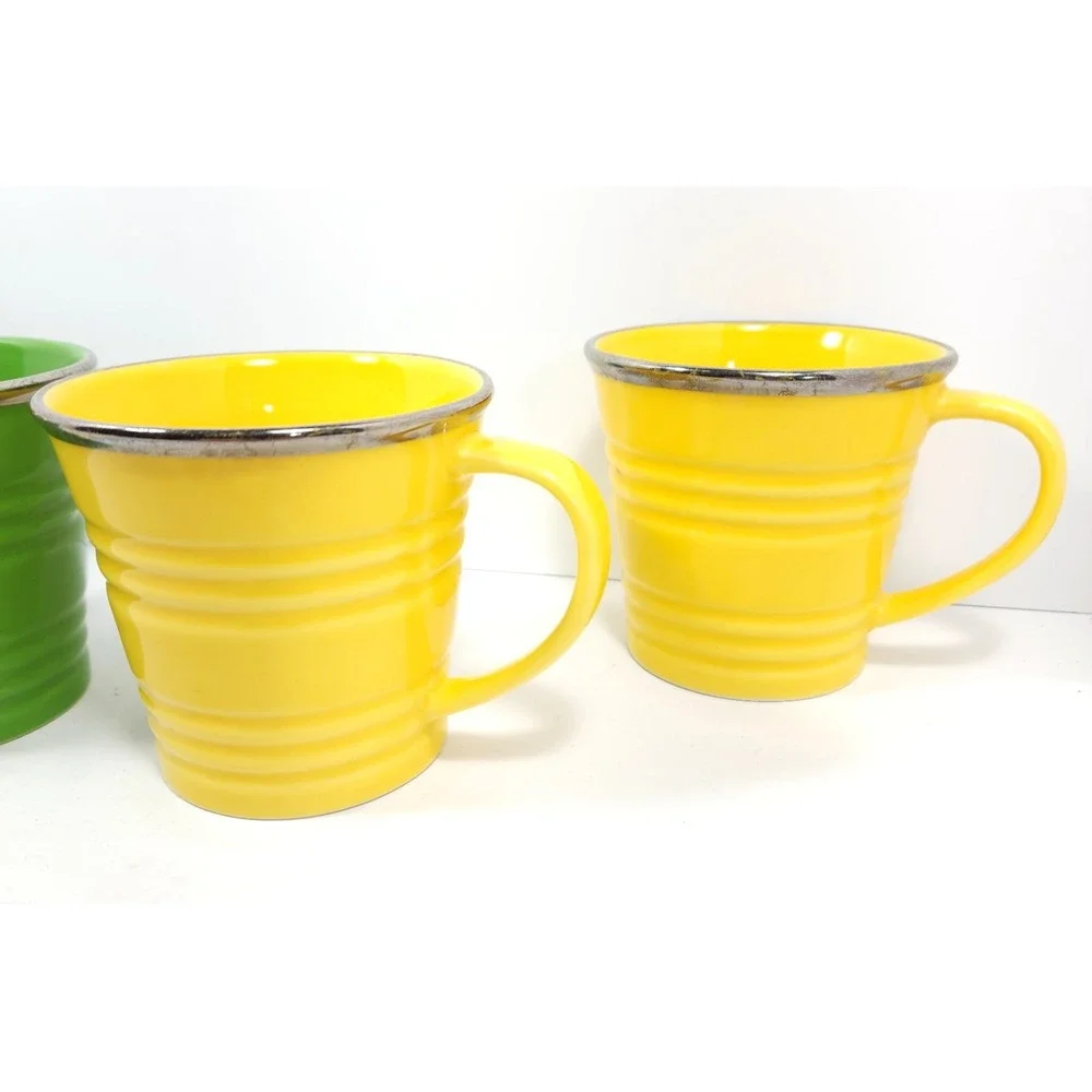 STARBUCKS‎ 2007 14 OZ Set 2-Green 2-Yellow Sand Pail Bucket Coffee Coffee Cup